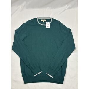 NWT Hawker Rye Men’s L Cotton Cashmere Blend Forest Green Crew Neck Sweater